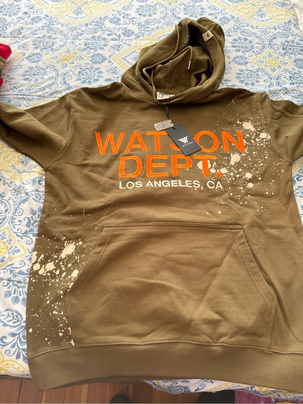 Watson Dept. Los Angeles Green Hoodie with Orange Logo